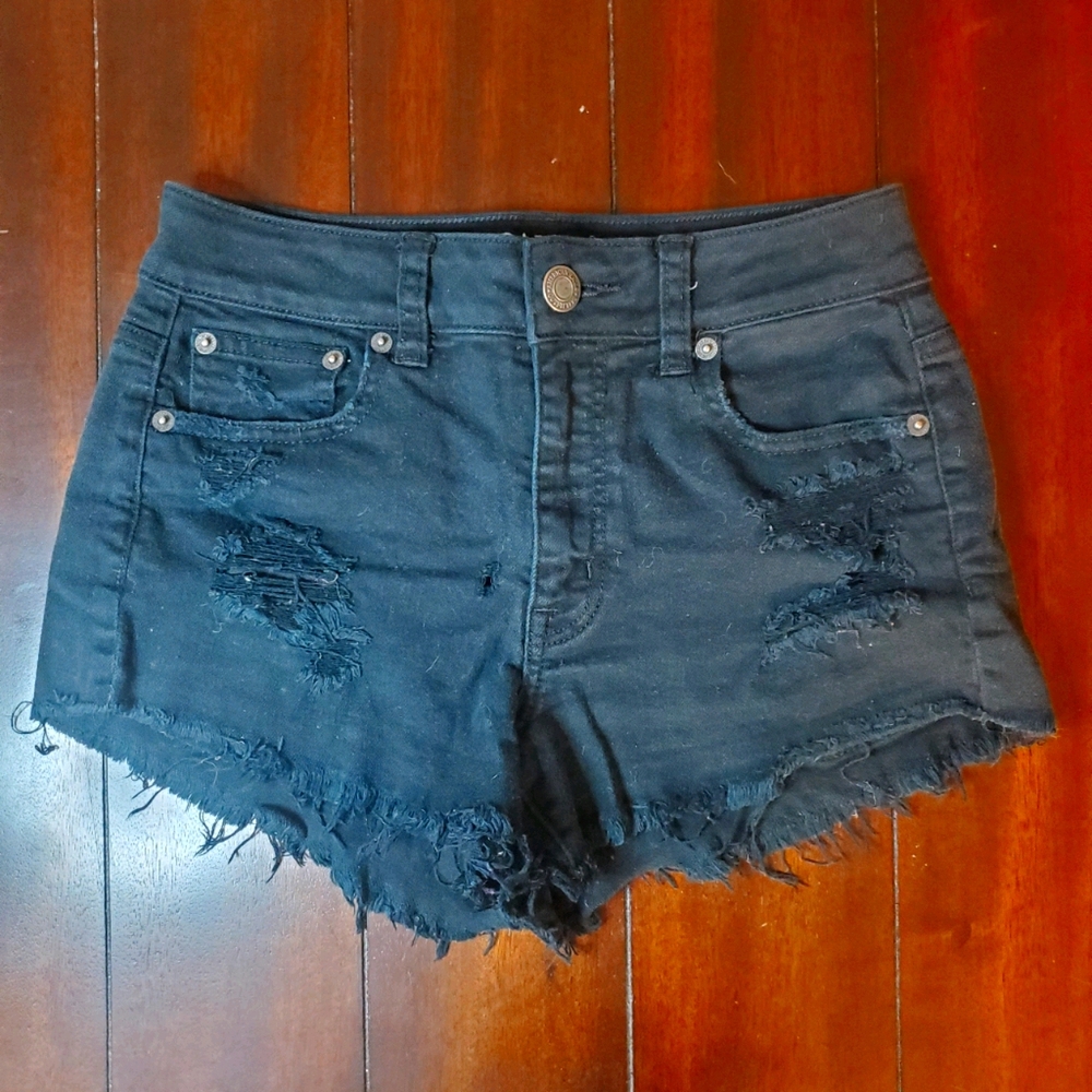 Black Jean AE Hi-Rise Strech Shorts
